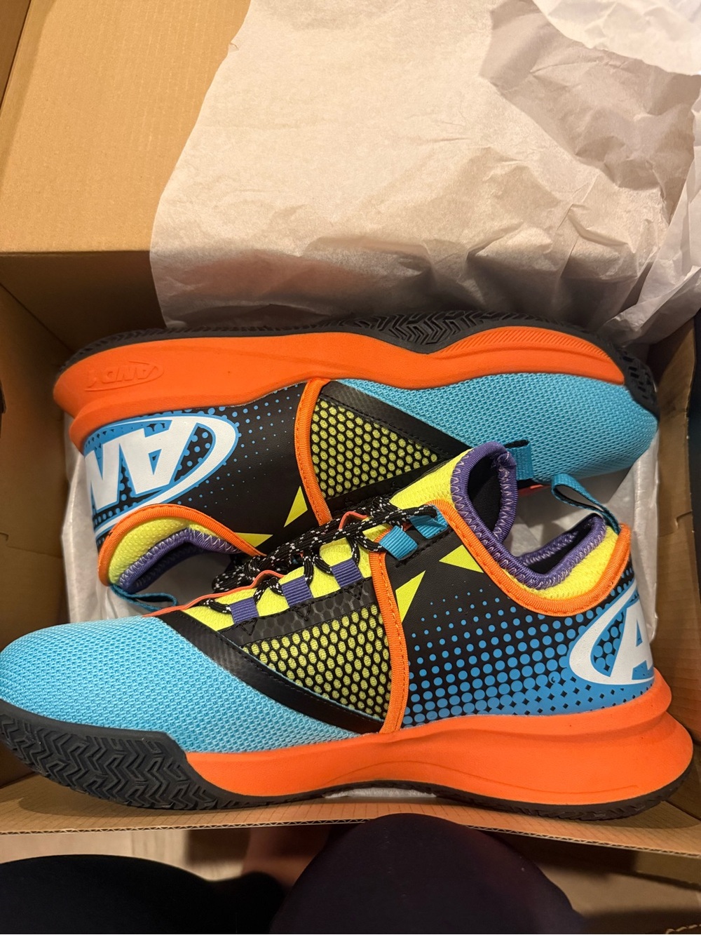 And1 Mens Blue & Orange Multicolor Athletic Sneakers (ntw & box)